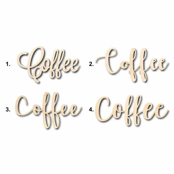 Coffee Sign Unfinished Wood Cutout Home Decor DIY Option 1- 24" Wide / 1/4"