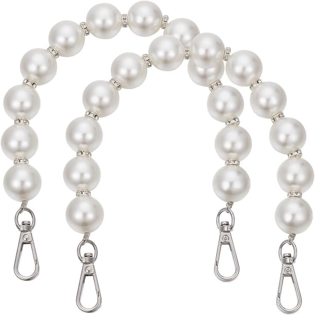2 piezas de cadena para bolso con cuentas de perlas y cierres giratorios, asa de repuesto para bolso, accesorios de decoración