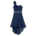 thumbnail image 3 of Kaerm Kids Girls Junior Bridesmaid Dresses Girl One-Shoulder Chiffon High Low Dress Wedding Prom Navy Blue 10, 3 of 5