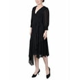 thumbnail image 2 of NY Collection Women's 3/4 Sleeve Belted Chiffon Hankerchief Hem Dress, 2 of 4