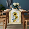 thumbnail image 2 of Sunflower Table Runner - 36 Inch Long, Kitchen Dining Table Runner Dresser Scarves, Yellow Flowers Yellow Plaid Farmhouse Farmhouse Decor for Coffee Tables Wedding Party Banquet, 2 of 8