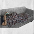 thumbnail image 6 of Tribal Soft Flannel Fleece Throw Blanket, Striped Abstract Pattern with Creative Triangles Artwork, Cozy Plush for Indoor and Outdoor Use, 60" x 80", Cinnamon Black Teal, by Ambesonne, 6 of 6