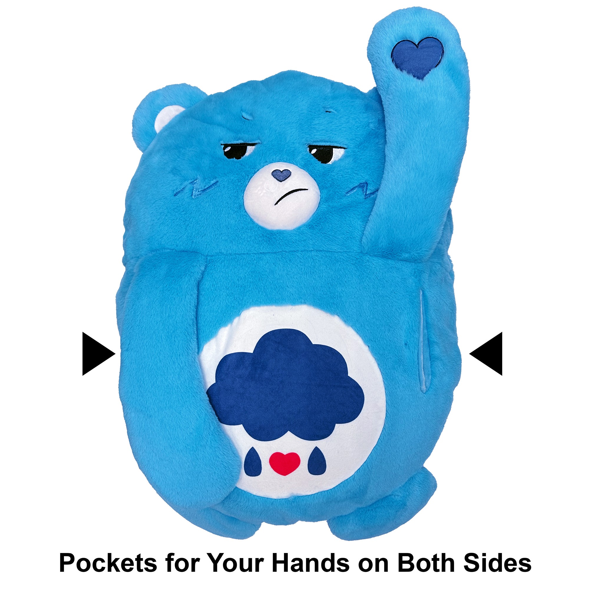 Happy Nappers: Care Bears Pillow Pocket Pal - Grumpy Bear - Plush Character Pillow Case, Animal Cover w/ Weighted Paws, Soft Huggable Companion, Kids