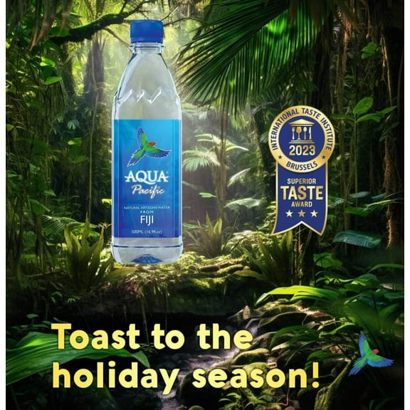 FIJI'S Finest Water - Aqua Pacific® Natural ARTESIAN Bottled Water (Case Pack of 24 x 20.28 Oz Bottles) Naturally High pH, Alkaline, Pure Untouched & Pristine Aqua Pacific®