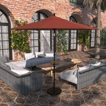 California Umbrella 9' Sunset Series Patio Umbrella With Bronze Aluminum Pole Aluminum Ribs Auto Tilt Crank Lift With Pacifica Red Fabric