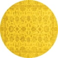 thumbnail image 1 of Ahgly Company Machine Washable Indoor Round Oriental Yellow Traditional Area Rugs, 7' Round, 1 of 4