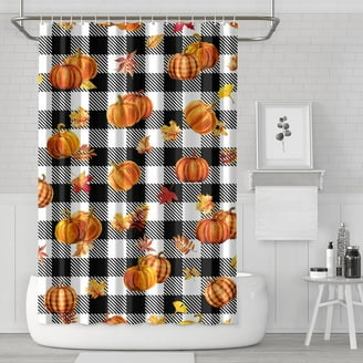 Autumn Forest Animal Shower Curtain Cabin Fall Rustic Deer Bathroom Curtains Floral Butterfly Plants Cute Fox Wildlife Watercolor Nature Scenic Bathtub Decor with Hooks 90 x 70 in