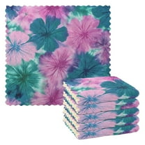 6PCS Dish Towels and Dish Cloths Reuseable Dishcloths Sets for Washing Dishes, Cooking, Baking Size 11" x 11" Pink and Teal Tie-dye