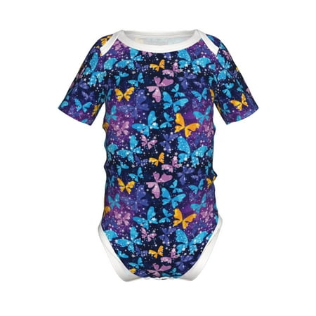 

Junzan Butterflies Of The Starry Sky Print Short-Sleeve Baby Climbing Clothes Bodysuits for Infant One-Piece for Baby Boys & Girls Baby Clothes Baby Romper with Snap Closure-6 Months
