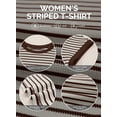 thumbnail image 6 of DOKOTOO Women's Striped T Shirts Ribbed Knit Crewneck Short Sleeve Tops Loose Basic Tee Casual Batwing Blouses, 6 of 10
