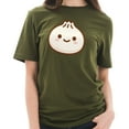 thumbnail image 3 of Cartoon Dumpling Graphic Design Unisex Lane Seven Ring Spun Combed Cotton Short - Army Green XL, 3 of 4