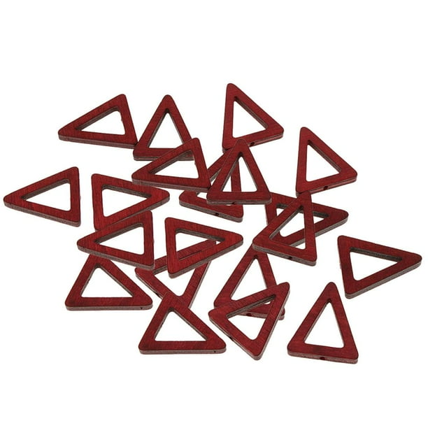 20 colgantes triangulares de madera para hacer joyas, manualidades y pendientes. Vino rojo