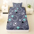 thumbnail image 4 of Manfei Cute Geometric Star Twin Sheets, Circular Dot Bedding, Gray Teal Black, Black Reversible 3 Pieces1 Flat Sheet + 1 Fitted Sheet + 1 Pillowcase, 4 of 6