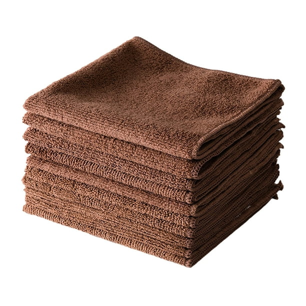 Injueey 10 pack/lote toallas de microfibra fáciles de usar para limpieza de cocina muy absorbentes Suministros de limpieza para el hogar Color café 30*30cm