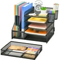thumbnail image 6 of Marbrasse Metal Mesh 5-Tier Desk Organizer with File Holder, Drawer, Pen Holders - Vertical Tray for Office Supplies, 6 of 7