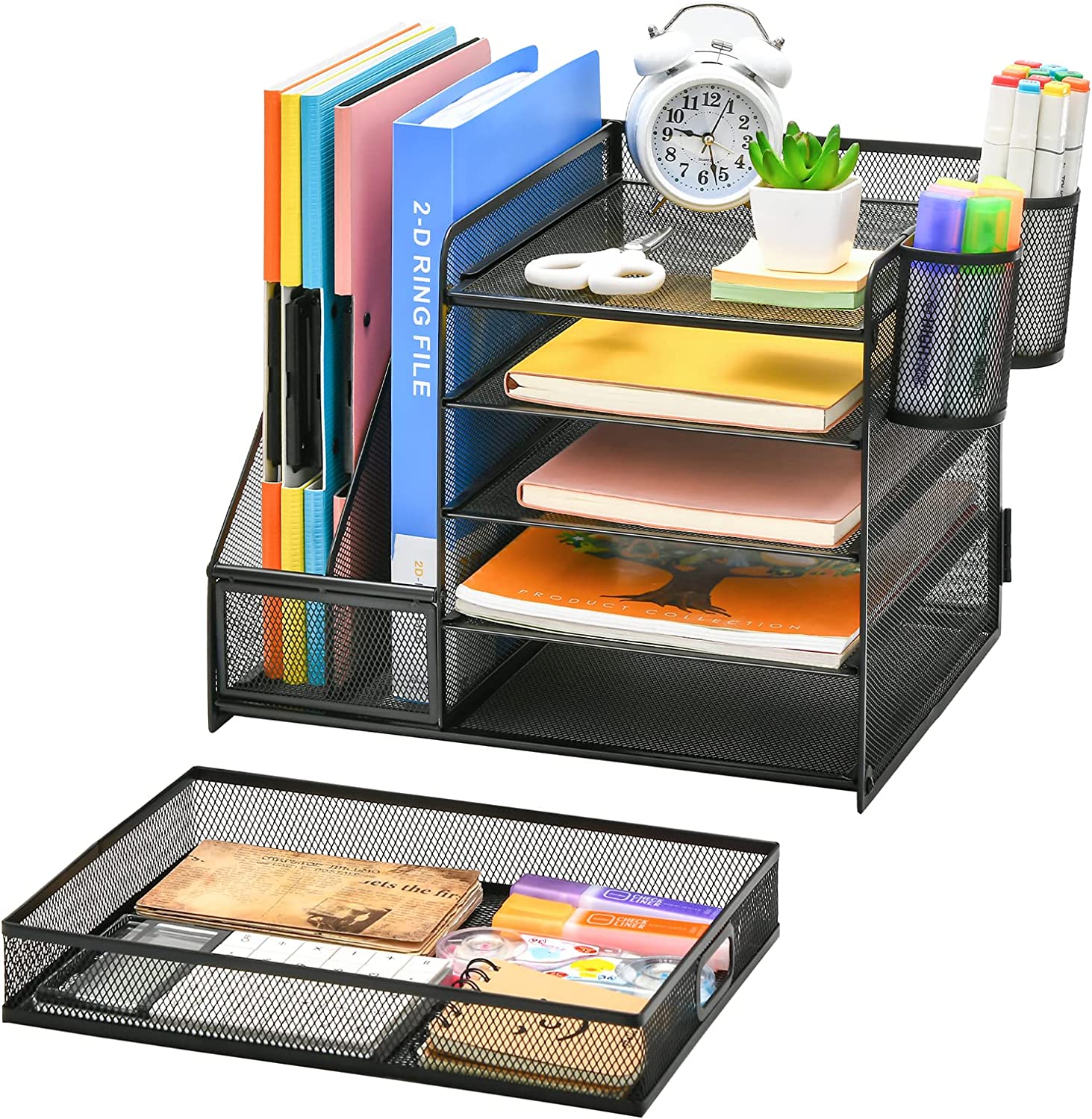 Marbrasse 5-Tier Metal Mesh Desk Organizer with File Holder photo 5