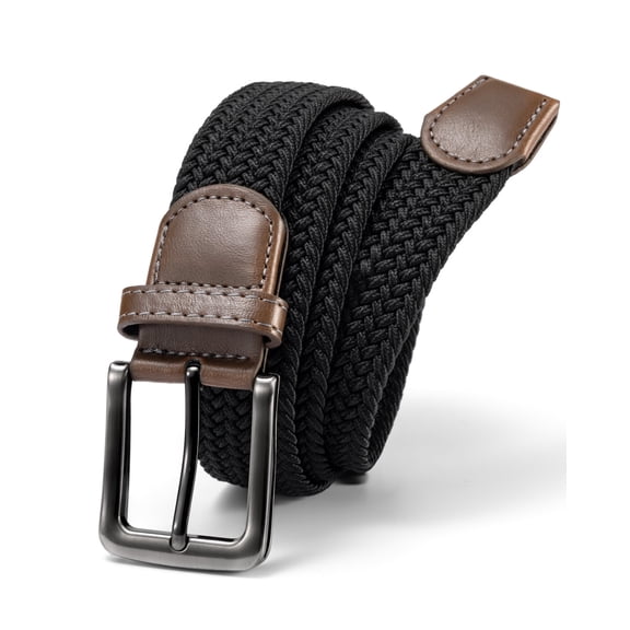 Timarkment  Mens Belt Stretch Braided Black Men’s Belt Woven Nylon Elastic Men Belts for Jeans
