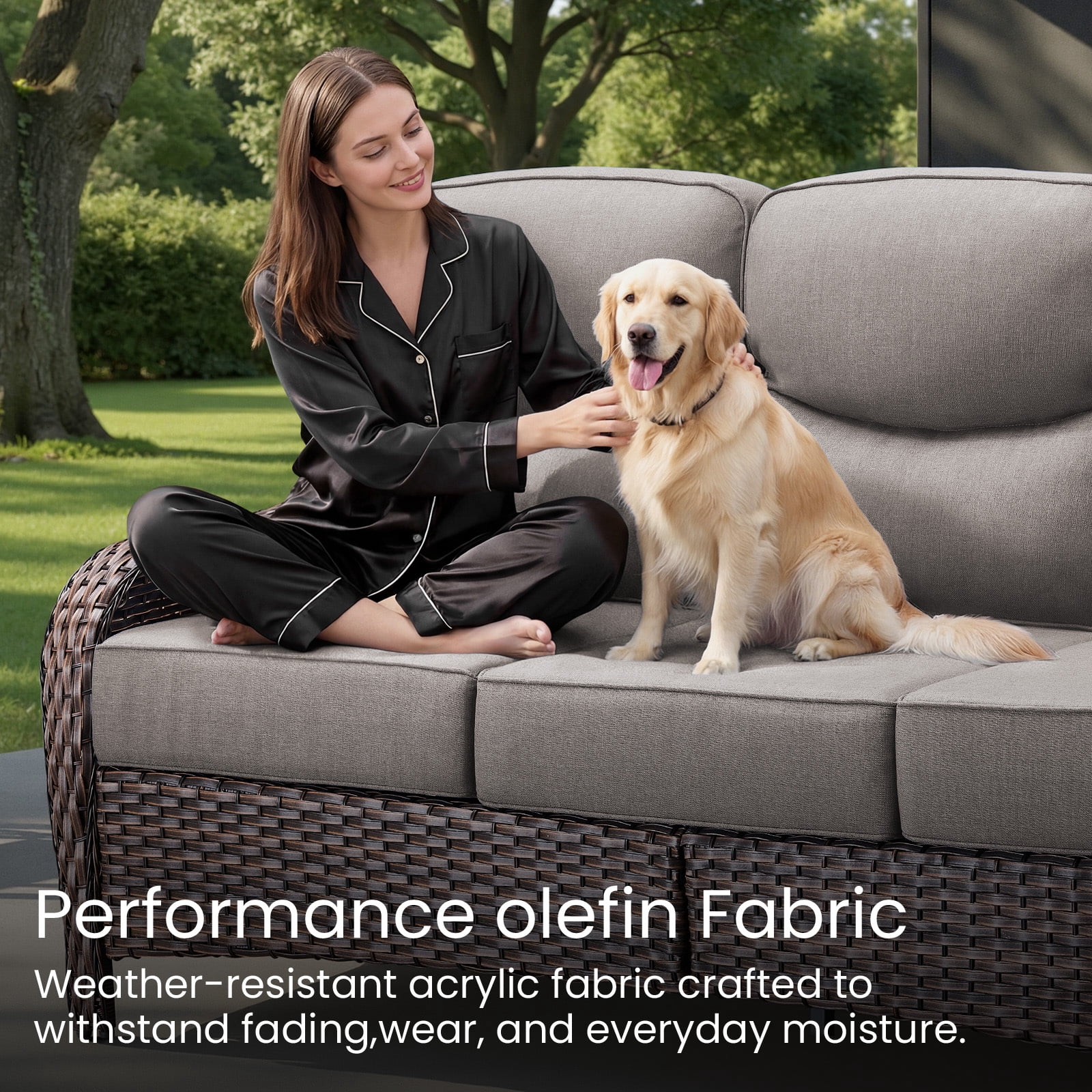 Bellefurn Outdoor Seat Cushions 22 X 24 X 6 inch for Patio Furniture,Outdoor Chair Cushions Outdoor Deep Seat Cushion with Water Resistant & Removable Cover Patio Cushions for Wicker Chair,Sofa,Couch