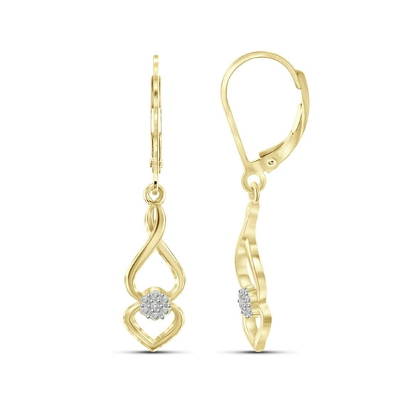 White Diamond Accent 14kt Gold-Plated Dangle Earrings