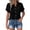 #01Black, variant on Womens Gauze Shirts Button Down Dress Tops Casual Short Sleeve Textured Collared Summer Work Blouse Camping Clothes White 2XL