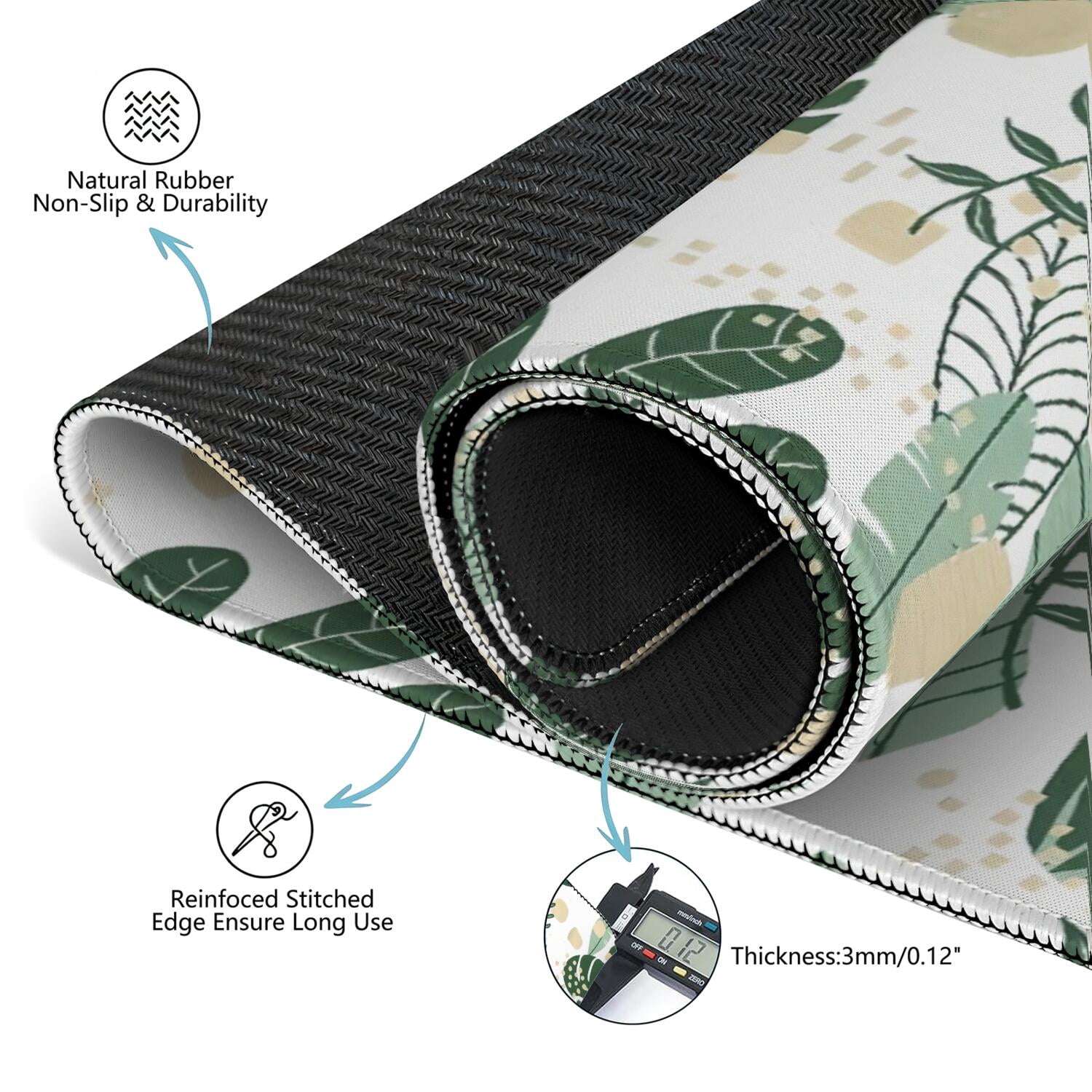 Traditional Floral Rubber Game Table Pad Extra Large 31.5 Inch Square Mat with Non-Slip Backing and Noise Dampening for Tile Play and Game Nights