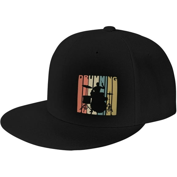 Style Drumming Drummer Flat Brim Cap Unisex Flat Bill Baseball Cap