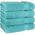 thumbnail image 3 of 4 Piece Turkish Bath Towels for Bathroom, 100% Cotton Extra Large Soft Plush Towels Bathroom Set, Turquoise, 3 of 5