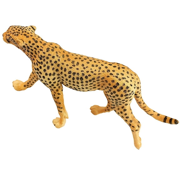 WEUVEB Wild Animal Cheetah Sculpture Yellow Plastic Figurine Party Decoration Home Decor 1 Piece