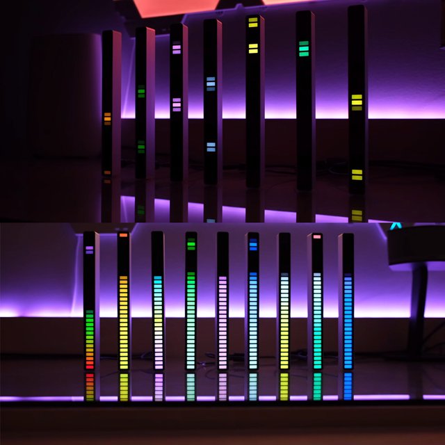 USB 5V APP Luz de control de sonido RGB 32 LED Barra de lámpara de recogida (Blanco plateado) Likrtyny Para estrenar