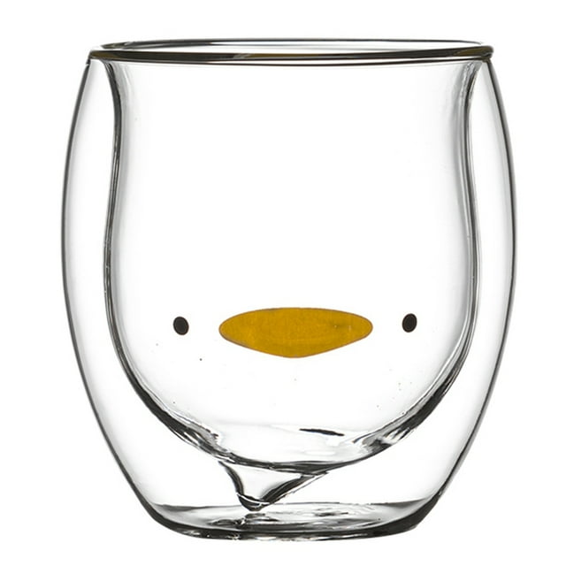 Coofit Glass Mug Double Layer Cat Bird Universal Coffee Mug Tea Mug Drinking Mug