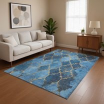 Addison Rugs Mayfield Premium Machine Washable Transitional Damask Blue Rectangle Rug, 2'6" x 3'10"