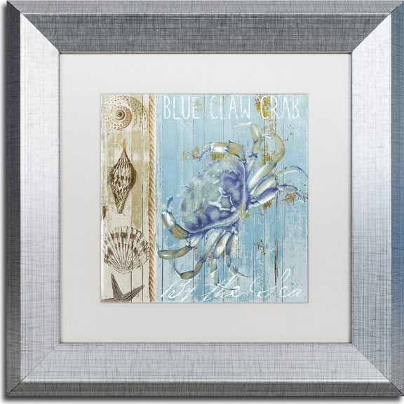 Trademark Fine Art "Blue Crab I" Canvas Art by Color Bakery, White Matte, Silver Frame