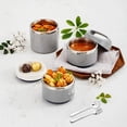 thumbnail image 4 of Lille Home Caja de almuerzo/refrigerios apilable de acero inoxidable con compartimiento térmico, contenedor de comida/bento aislado de 3 niveles con bolsa de almuerzo, juego de cubiertos y tres sellos, 4 of 5