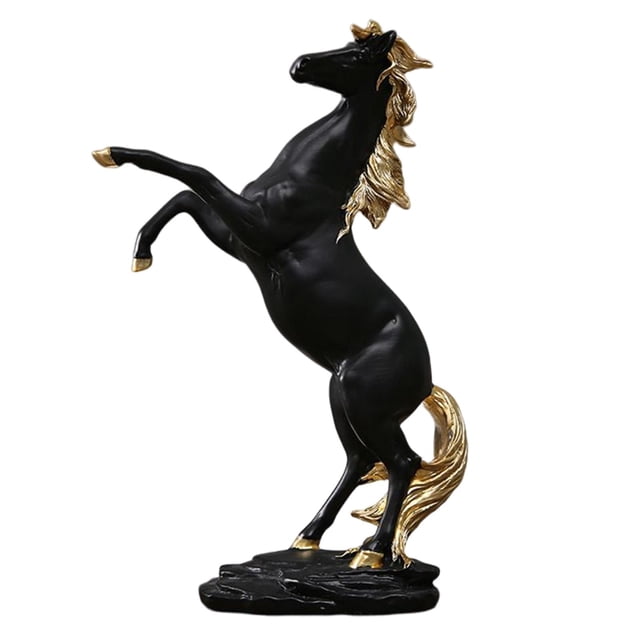 yuksok Statue de Cheval Européen Figurine Modèle d'Œuvre d'Art Simulation Animal de Collection Résine Noir