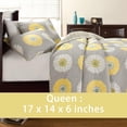 thumbnail image 3 of Yellow White Gray Daisy Sunflower Floral Reversible Quilt Bedding Set, Bedspread, Coverlet Lightweight for All Seasons (Sunflower, Queen - 3 Piece), 3 of 6