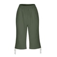 thumbnail image 4 of Casual Pants for Women Women's Summer Loose Breathable Cotton And Linen Quarter Pants With Back Pockets, 4 of 6