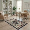 thumbnail image 2 of ODIKA 4'x6' Gray Teal Geometric Pattern Washable Area Rug Intricate Ink Multi Motif Design for Home Office, Under Desk, Non-Slip Chair-Friendly, Flatwoven, 2 of 7