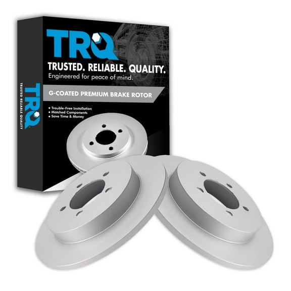 TRQ Rear Brake Rotors Set Solid Premium G-Coated Fits Select 2002-2010 Ford Explorer 2007-2010 Explorer Sport Trac Mercury Mountaineer