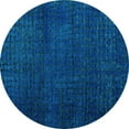 thumbnail image 1 of Ahgly Company Machine Washable Indoor Round Abstract Turquoise Blue Modern Area Rugs, 8' Round, 1 of 4