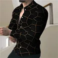 thumbnail image 1 of Camisa de manga larga con botones tipo polo con estampado gráfico de líneas 3D de alta calidad para hombre, nueva moda de fiesta de lujo, para hombre, 2024, 1 of 6