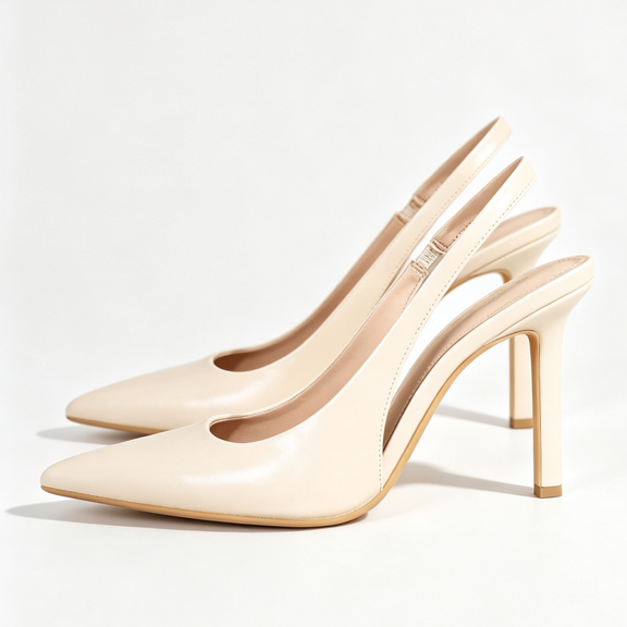 [On feet& in love] Women's Faux Leather Pointed Toe Slingback High Heel Pumps