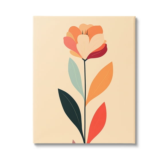 Stupell Industries Retro Hue Flower Botanical & Floral Painting Gallery Wrapped Canvas Art Print Wall Art, 16 x 20