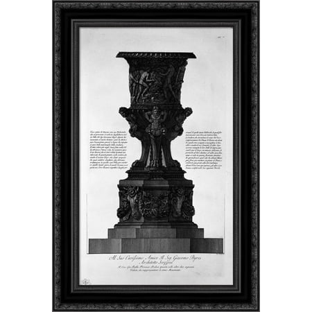 Great ancient vase with its marble pedestal found at Hadrian`s Villa in 1769 19x24 Black Ornate Wood Framed Canvas Art by Piranesi, Giovanni Battista