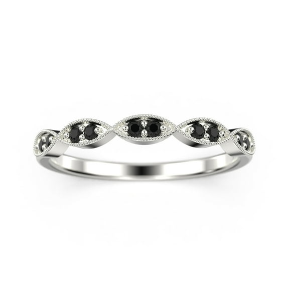 0.12 ct Wedding Band 18K White Gold Over Silver black diamond moissanite Ring