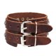 thumbnail image 3 of hombres de ancho doble capa remache cinturón brazalete pu de cuero marrón Sunnimix Pulsera de hebilla de correa de remache, 3 of 6