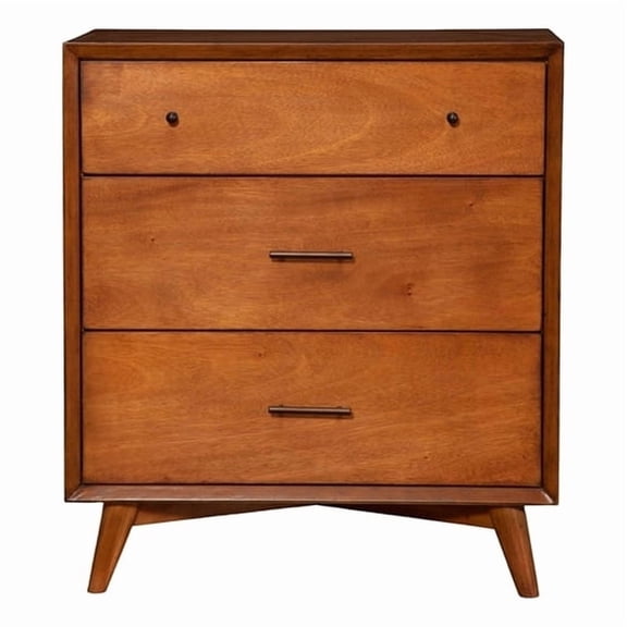 Flynn Mid Century Modern 3 Drawer Small Chest in Acorn Finish
