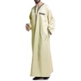 thumbnail image 4 of Pompotops Men's Muslim Robe Arab Middle Robe Pattern Embroidery Long Sleeve Standing Neck Pocket Long Shirt Fashion Casual Robe on Sale, 4 of 4