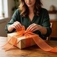 thumbnail image 5 of Orange Burlap Wired Ribbon for Gift Wrapping Solid Ribbon with Wire Edge for Big Bow,Wreath,Xmas Tree Decoration,Flower Bouquet Bow Making Wedding Birthday Christmas Decor Jute Rustic Line Ribbons, 5 of 6