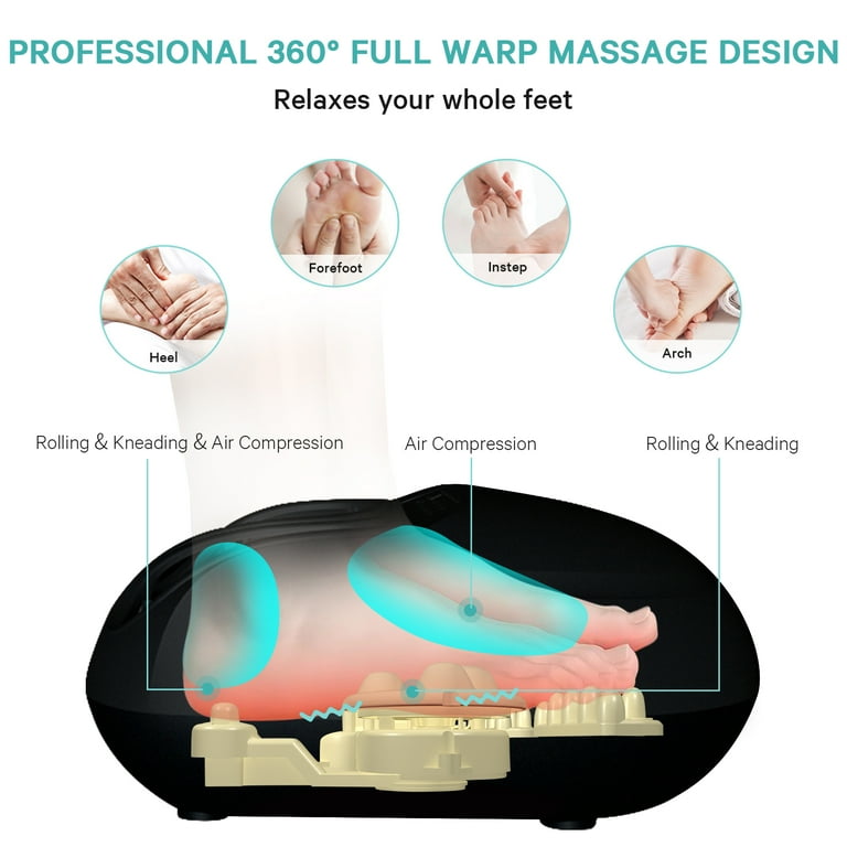 KNQZE Shiatsu Foot Massager with Heat, Deep Kneading Foot Massager with Remote, Compression, Multi-Massage Modes, Auto-off Timers, for Plantar Fasciitis, Relax for Home or Office, Black