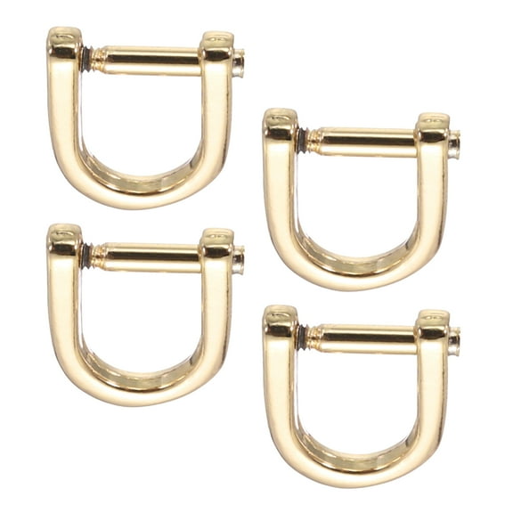 Uxcell 3/8" D-Rings Screw in Shackle, 4 Pcs Horseshoe U Shape D Ring Zinc Alloy Buckles for Purse Keychain, Light Gold